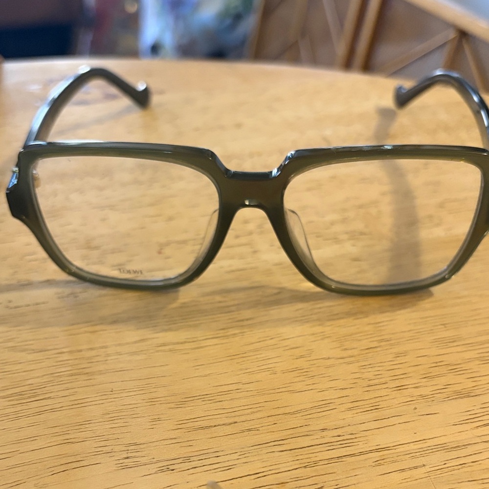 Loewe Translucent Olive Green Rectangular Eyeglasses - Picture 6 of 7